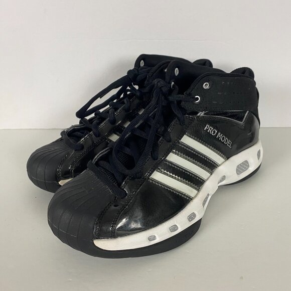 Adidas Pro Model TC Basketball Shoes Mens 8.5 Team Color Black White Shell Toe - Picture 6 of 14